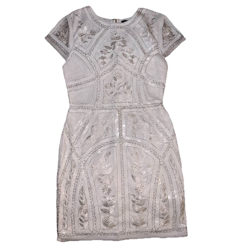 Women's Medium Lulu Spread Your Shine White Sequin Embroidered Bodycon Dress